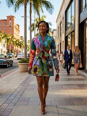 Women African Batik Blouse Ankara Print Wax Top Kente Cloth Long Sleeve Shirt